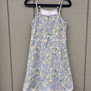 Floral Kids Dress with Purple and Yellow Accents